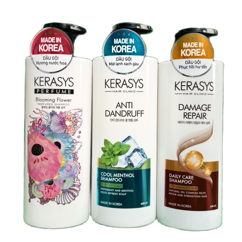 Dầu gội đầu Cao Cấp Kerasys 600ml Chính hãng Hàn Quốc chai 600ml - Phù hợp mọi loại tóc - Hương nước hoa - Mát lạnh sạch gàu - Phục hồi hư tổn
