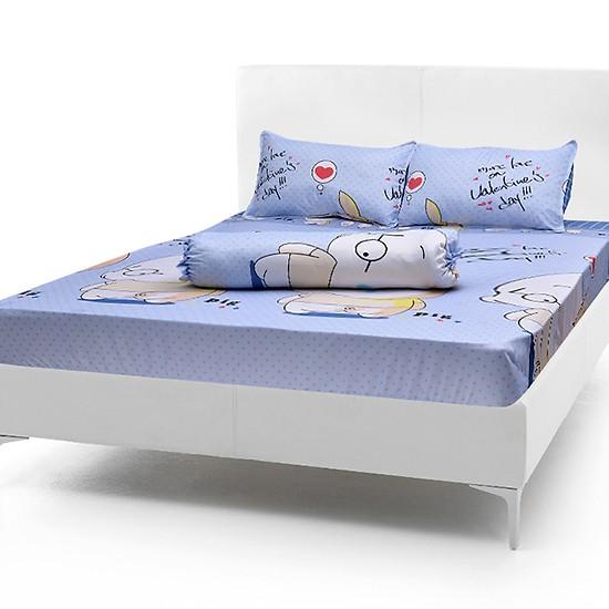 (FreeShip MAX) Bộ Ga Kèm 2 áo gối (Tặng Kèm Áo Gối Ôm) Màu Heo Con