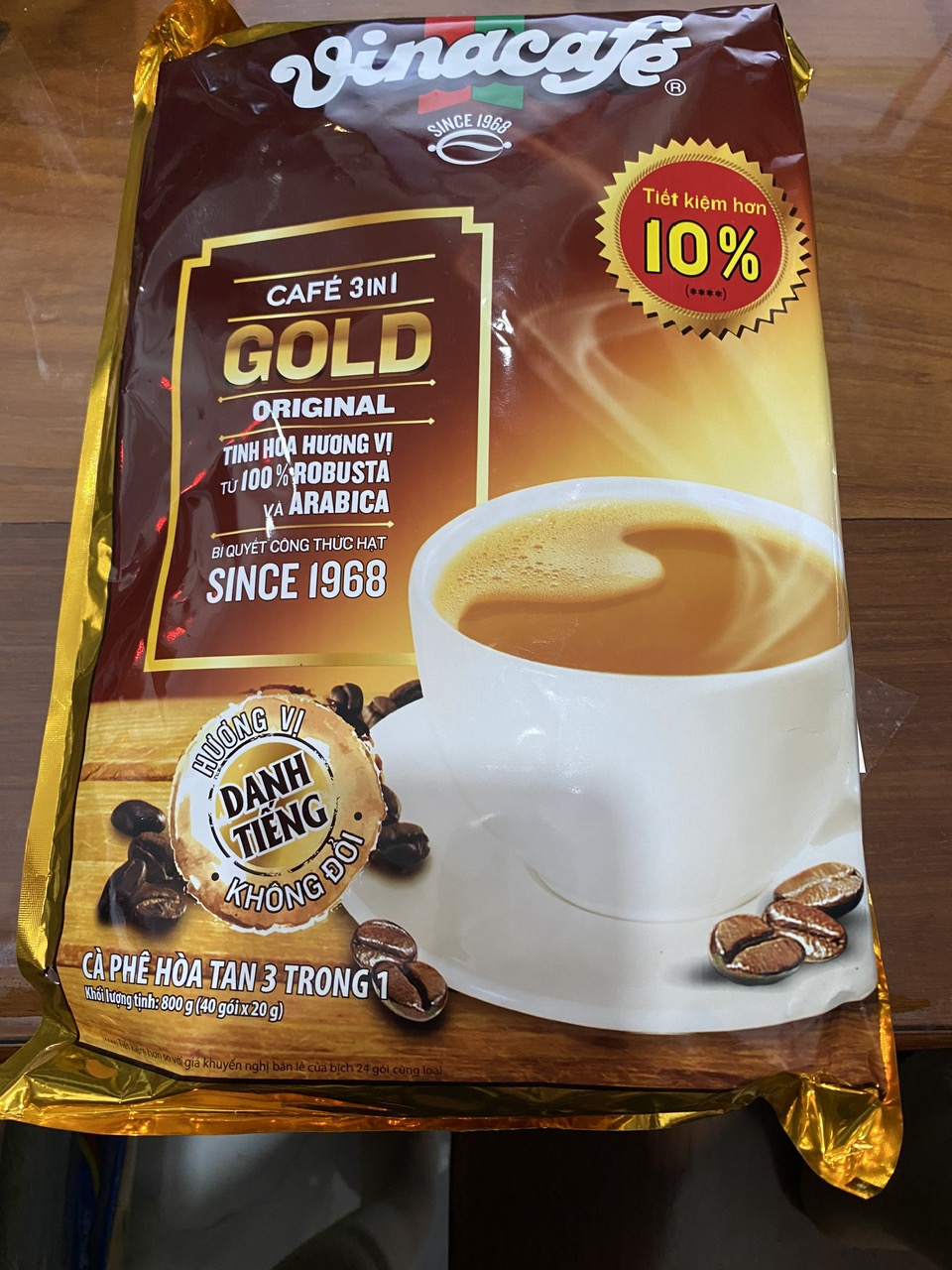 CAFE HOA TAN 3 TRONG 1. GOLD CAFE. TÚI LỚN 800 GRAM  40 GÓI X 20G. HƯƠNG