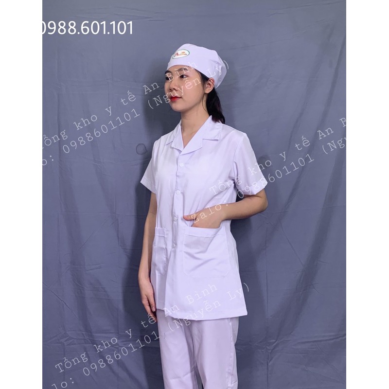 Bộ blouse y tá điều dưỡng dược sĩ spa y tế vải LON NHẬT