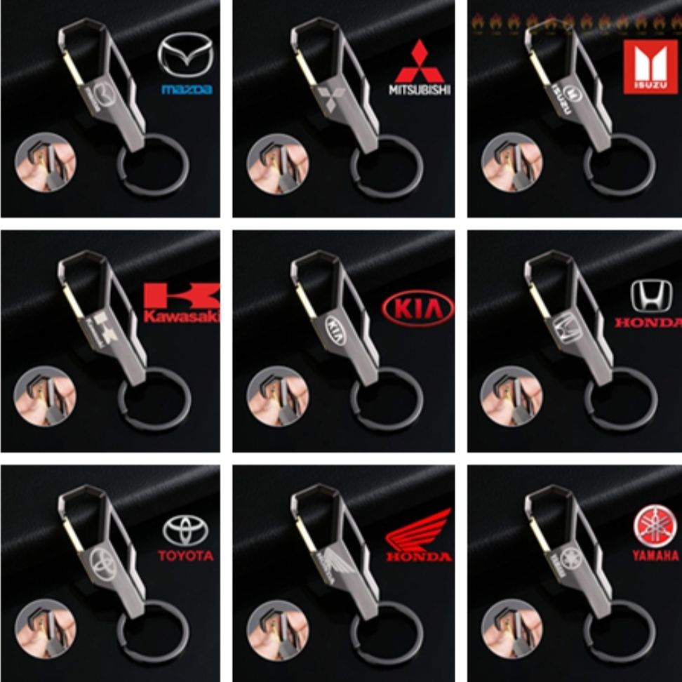 S.s các loại móc khóa logo ô tô xe máy xe hơi honda mazda yamaha toyota kia nissan huyndai isuzu suzuki ford mitsubishi treo chìa khóa kim loại