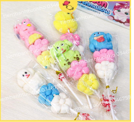 1 Que Kẹo Dẻo Bông Gòn Mashmallow Hoạt Hình Bông Thú,Bông Trái Cây giá sỉ