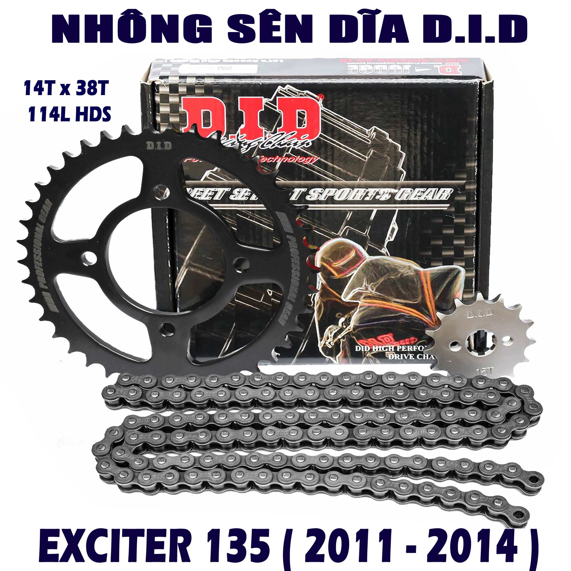 Nhông sên dĩa exciter 135 - exciter 135 5 số - sên đen 10ly thái lan