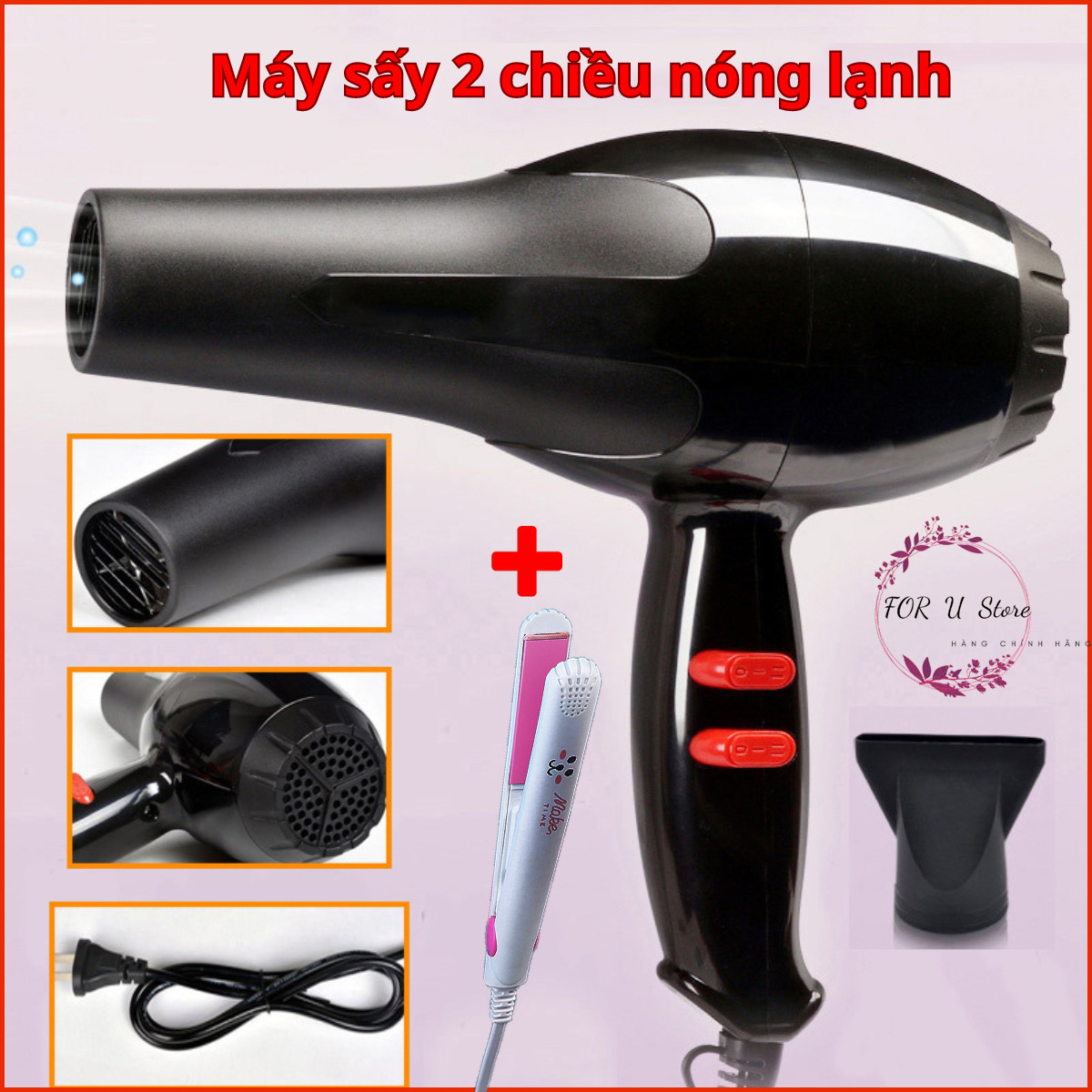 Máy sấy tóc mini 2 chiều nóng lạnh- máy sấy tóc siêu tốc 2700w tóc khô nhanh hơn- 3 chế độ sấy- tạo kiểu chăm sóc tóc dễ dàng hơn- bảo hành 6 tháng