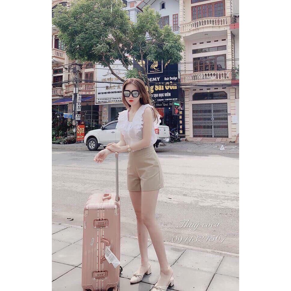Set đùi nữ qc phối viền bèo đáng yêu + quần lưng cao from dáng đẹp