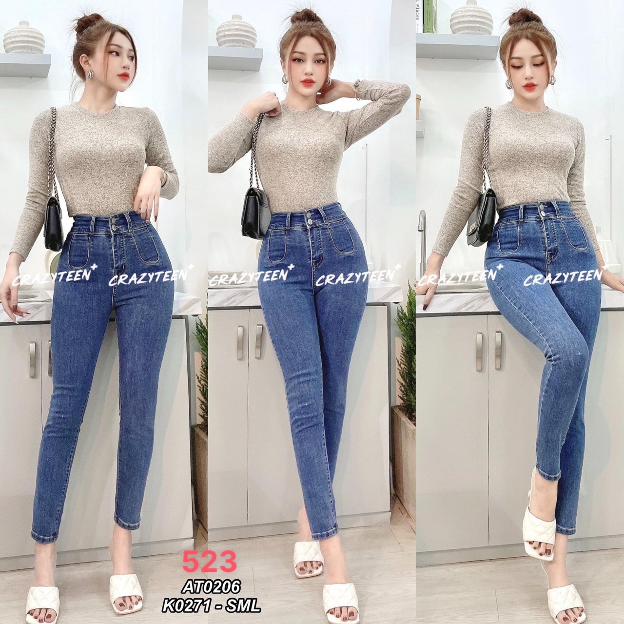 Quần jean nữ đẹp phối túi kiểu phong cách trẻ trung, quần bò nữ mẫu mới chất jeans co giãn thời trang X-H Fashion - QJNU523