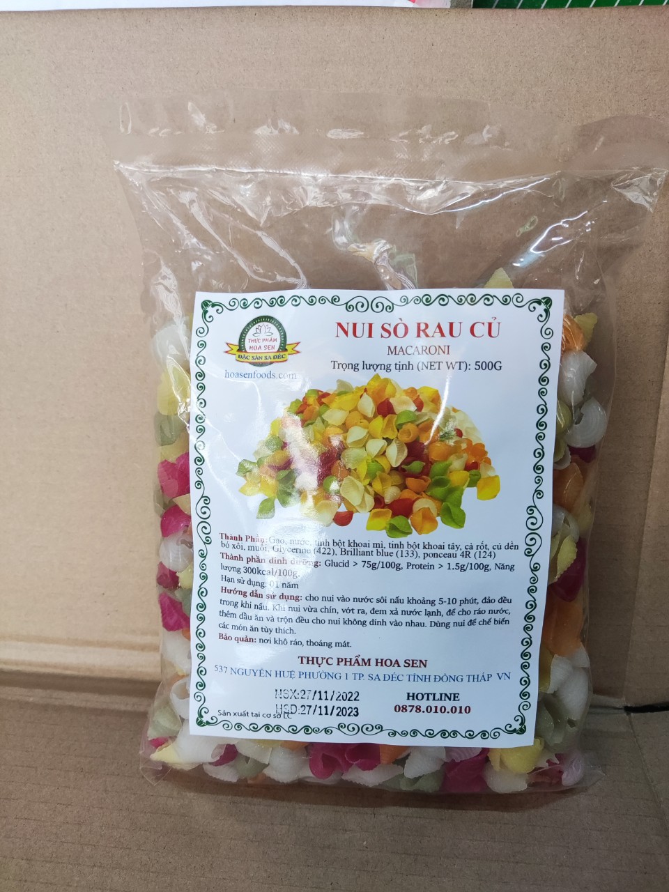 Nui rau củ sò - hoa sen gói 500g