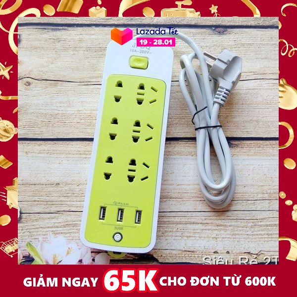 [HCM](NẠP ĐIỆN NHANH - CHỐNG CHÁY NỔ) - Ổ CẮM ĐIỆN 6 LỖ SẠC NHANH KÈM 3 LỖ SẠC USB- NẠP ĐIỆN CẤP TỐC CHO MỌI THIẾT BỊ CHỐNG GIẬT TIẾT KIỆM ĐIỆN - Ổ CẤM ĐIỆN XANH LÁ ĐA NĂNG