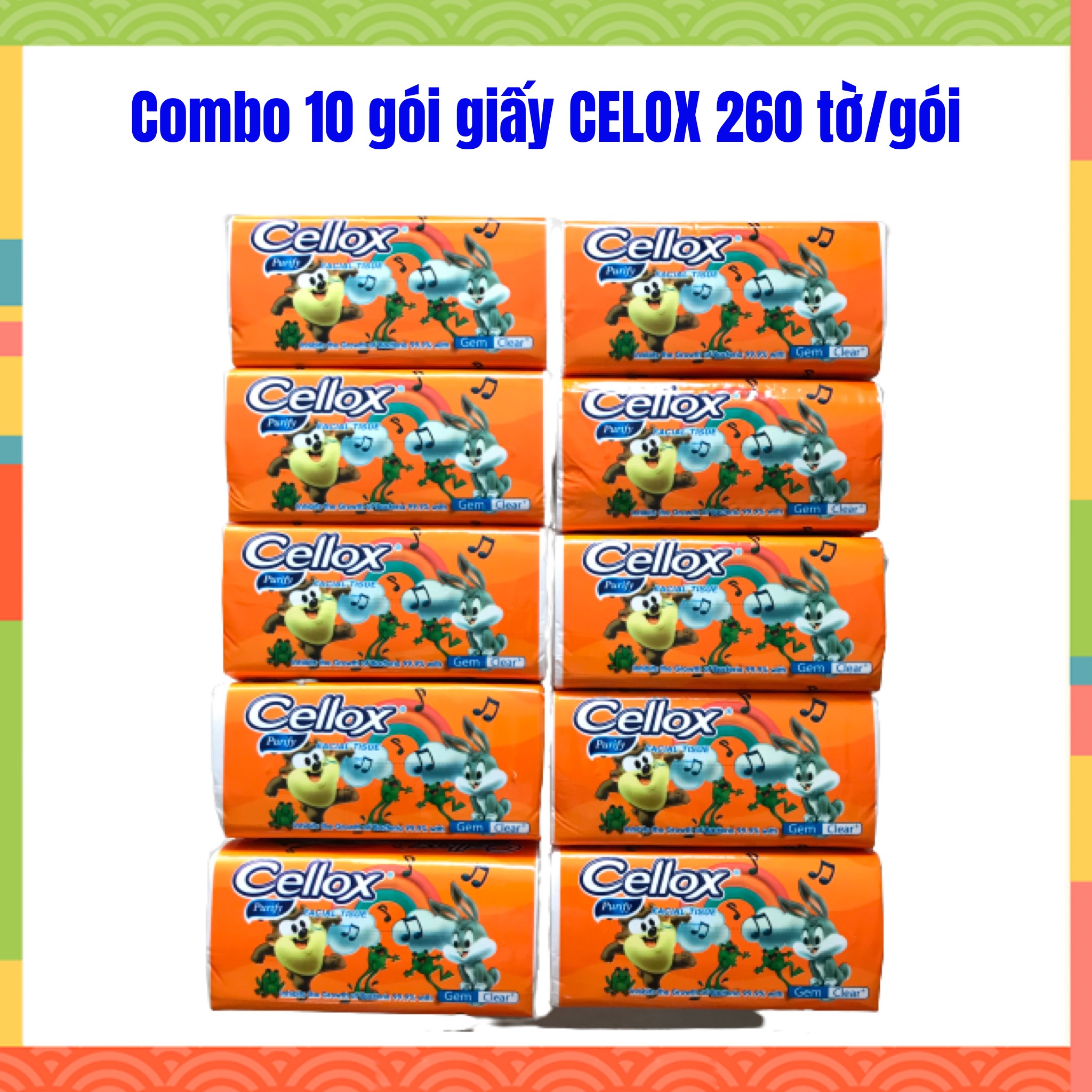 Combo 10 gói khăn giấy lụa rút cellox 260 tờ siêu dai mịn 3 lớp - huy kiet store