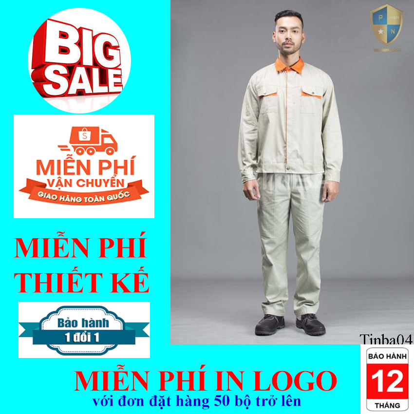 Bộ quần áo bảo hộ lao động, quần áo bảo hộ lao động màu ghi xám phối cam – Timba 04, quần áo vải Pangrim Hàn Quốc, quần áo bảo hộ lao động cao cấp, đồng phục công ty, đồng phục kỹ sư, bảo hộ lao động Phúc Nam