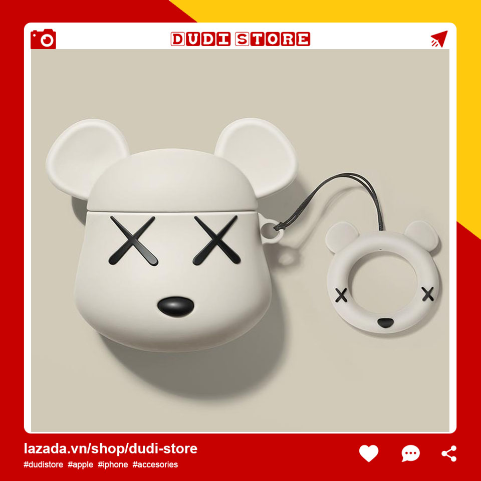 🌟 Case airpods kaw ghi 🌟 Vỏ bao airpod 2 silicon đựng tai nghe không dây i11 i12 i18 i100 ... cute kaw