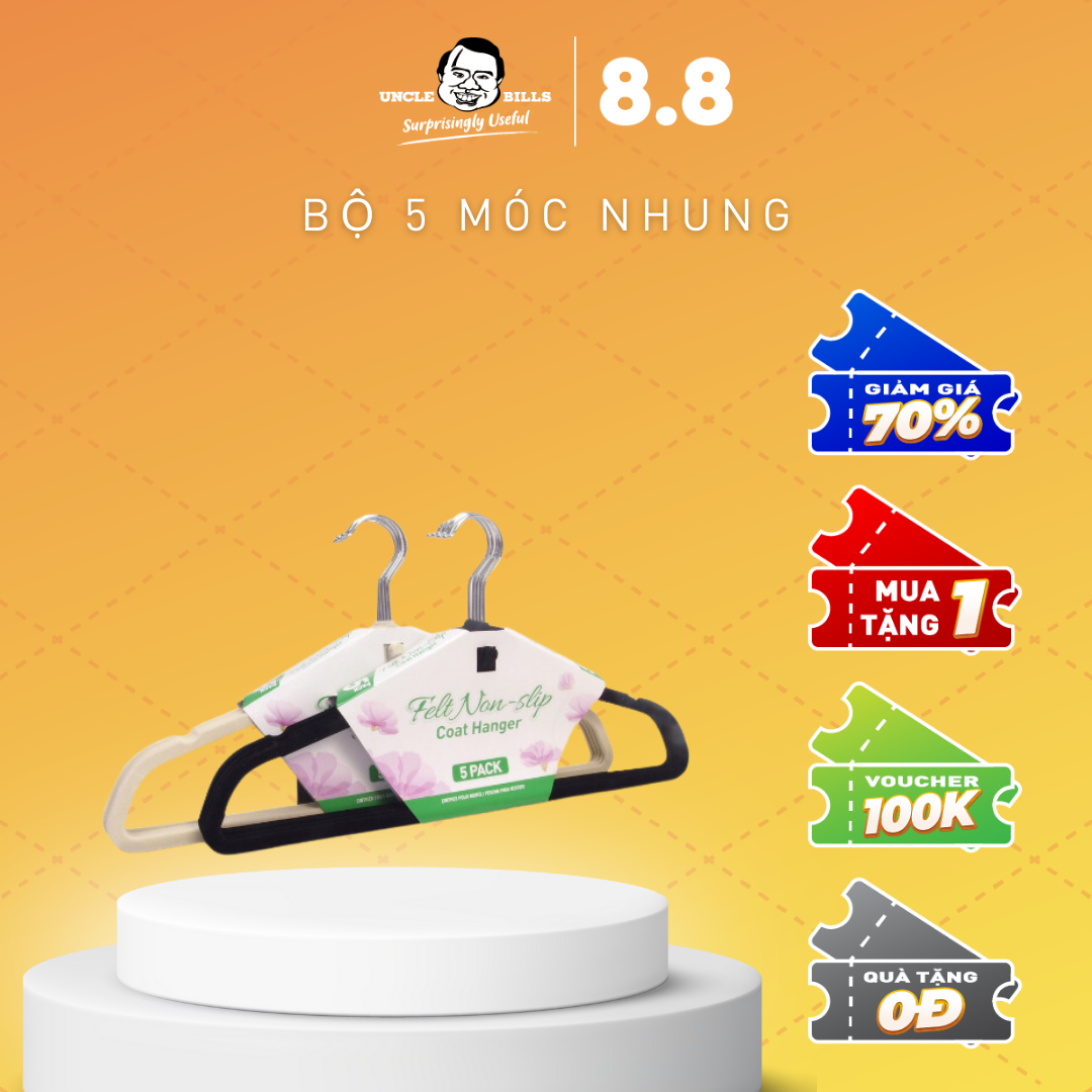 Bộ 5 móc quần áo bọc nhung ubl bl0301