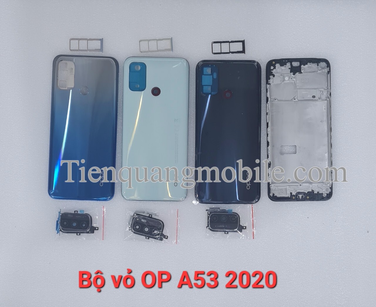 Bộ vỏ oppo a53 2020 (gồm vỏ, khung xương, kính cam, nút bấm, khe sim)