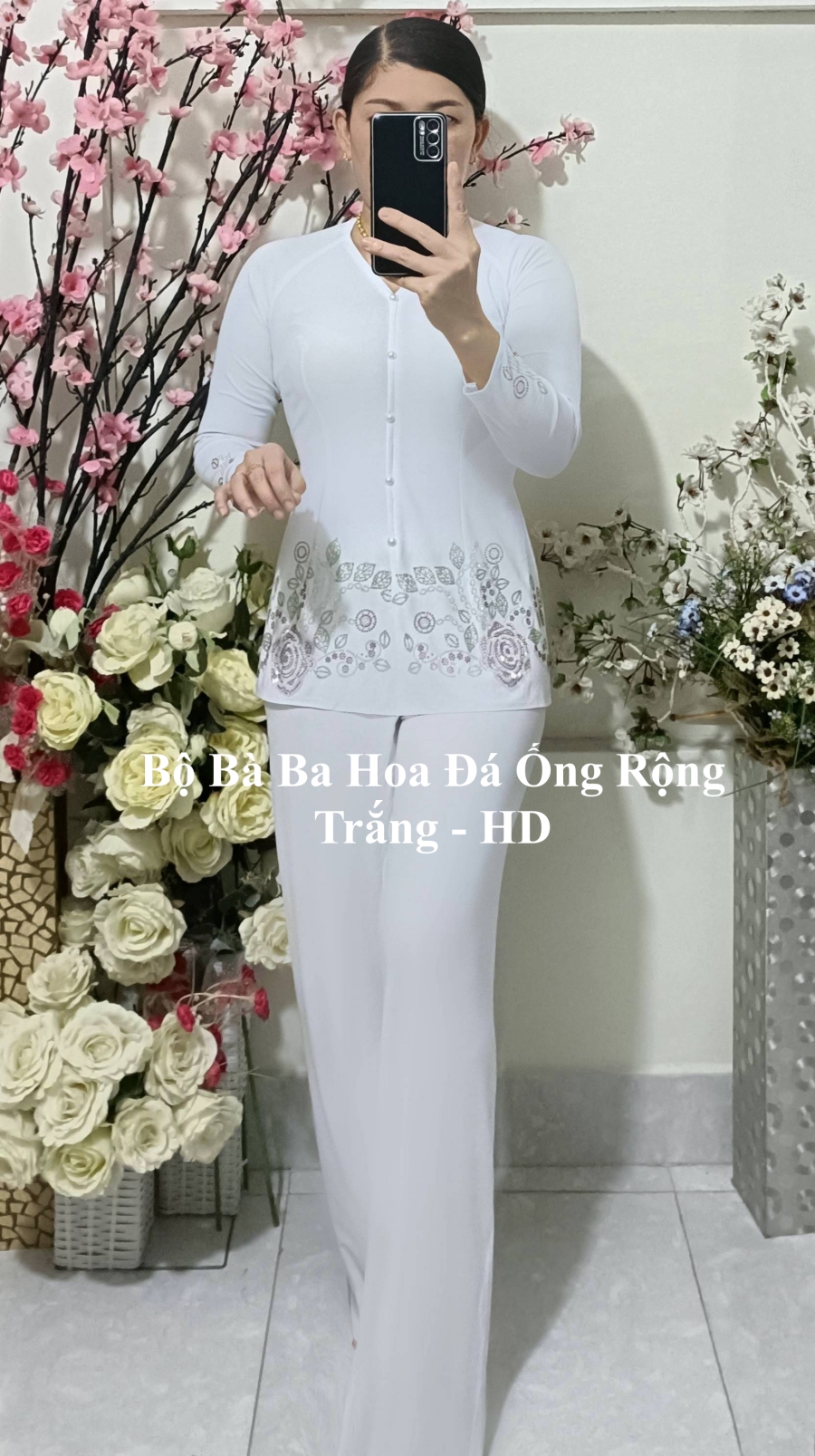 Bộ Bà Ba Hoa Đá Ống Rộng