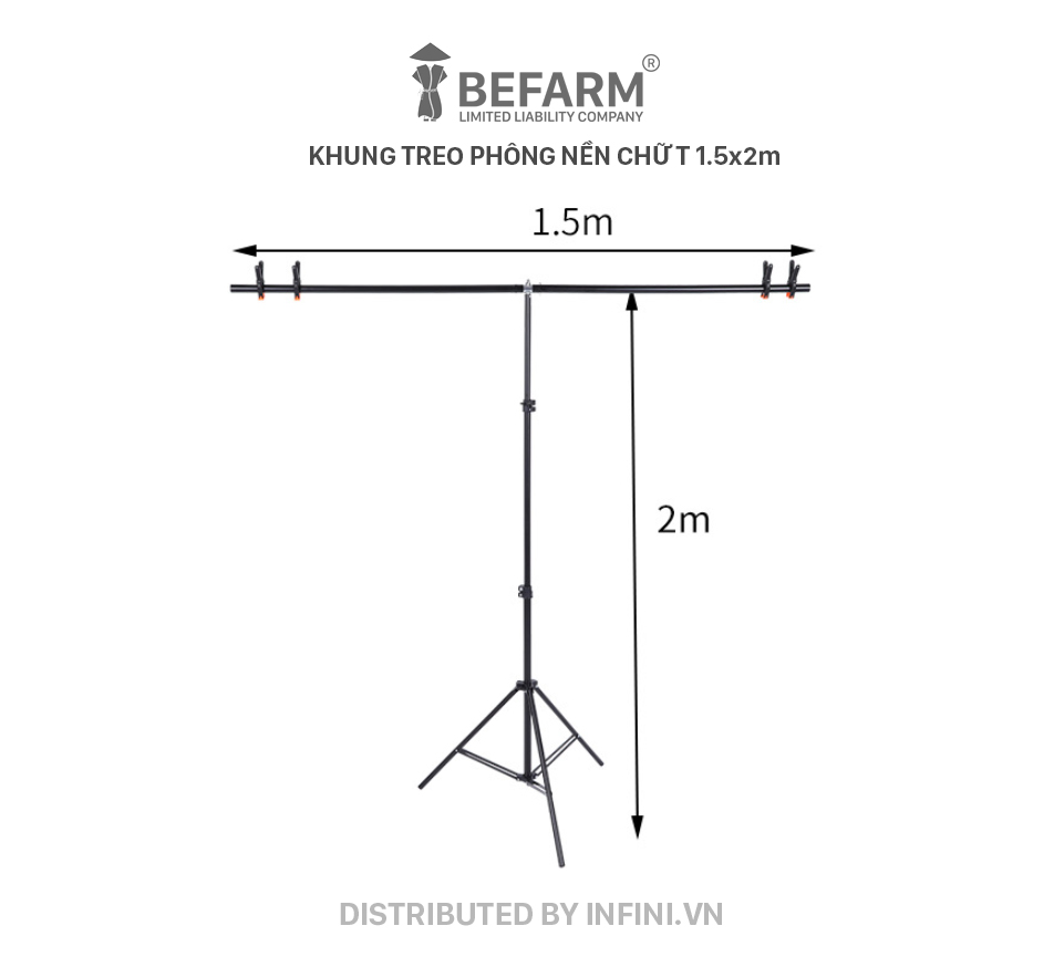 [Rẻ vô địch] Bộ khung treo phông nền chụp ảnh sản phẩm livestream bán hàng chuyên nghiệp - Chữ T 1.5x2m (Tặng kèm 4 kẹp)
