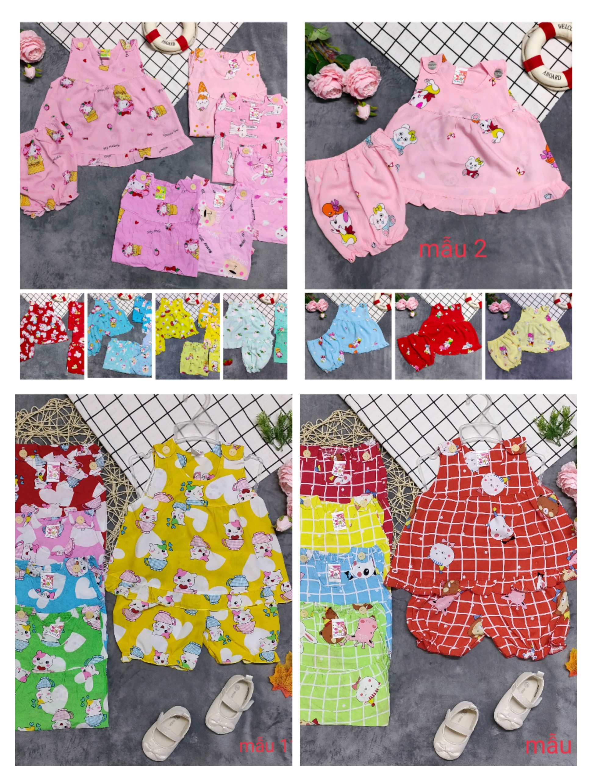 [hcm]( 4 bộ 4 mẫu 4 họa tiết khác nhau) set 4 bộ tole bé (4-8kg)