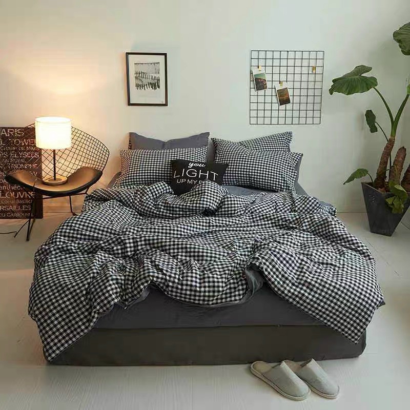 Cotton poly nhập khẩu - caro đen trắng sp001297