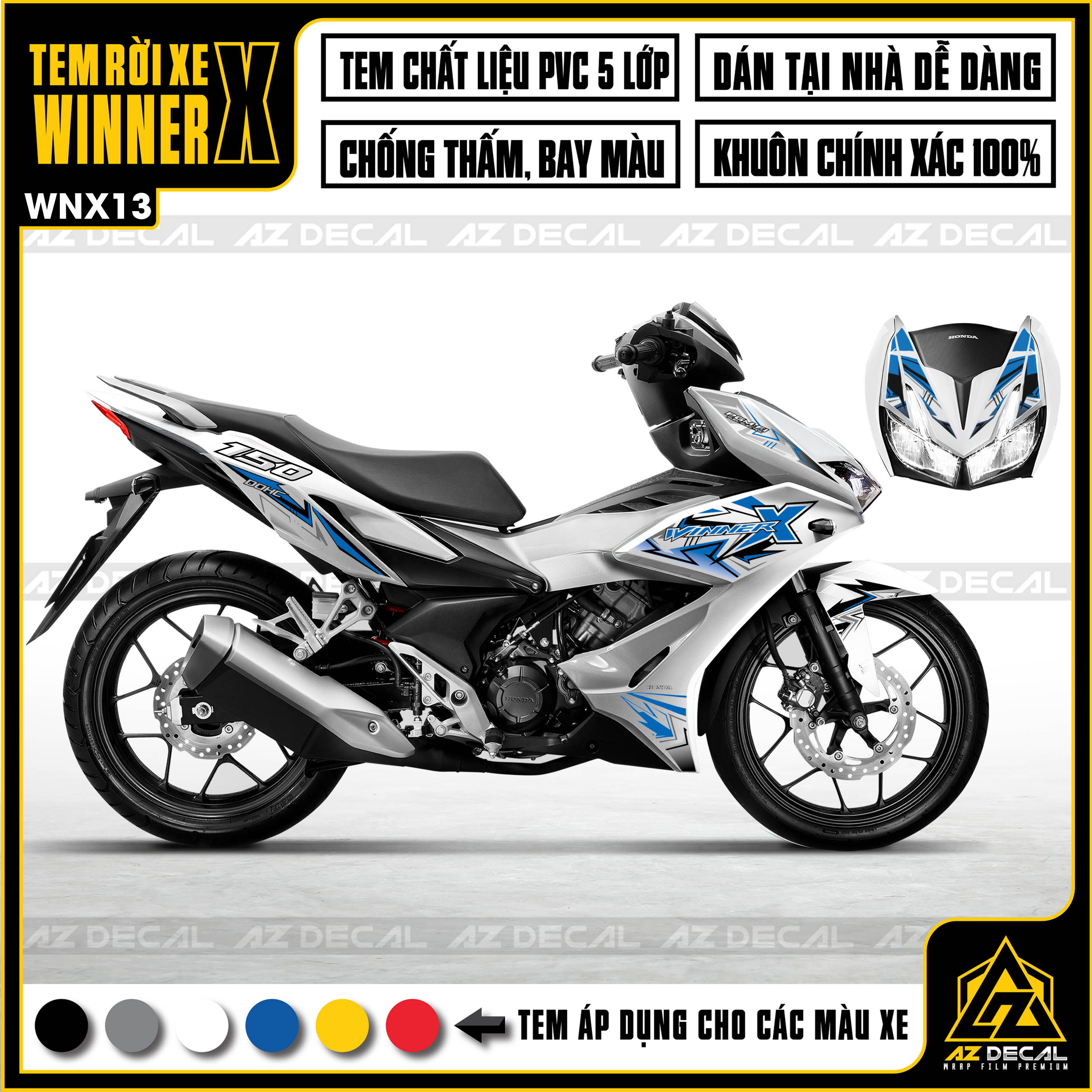 Tem rời dán xe winner x chủ đề dohc 3d | wnx13 | tem chế chất liệu decal pvc chống nước, chống bay màu, dễ dán - azdecal