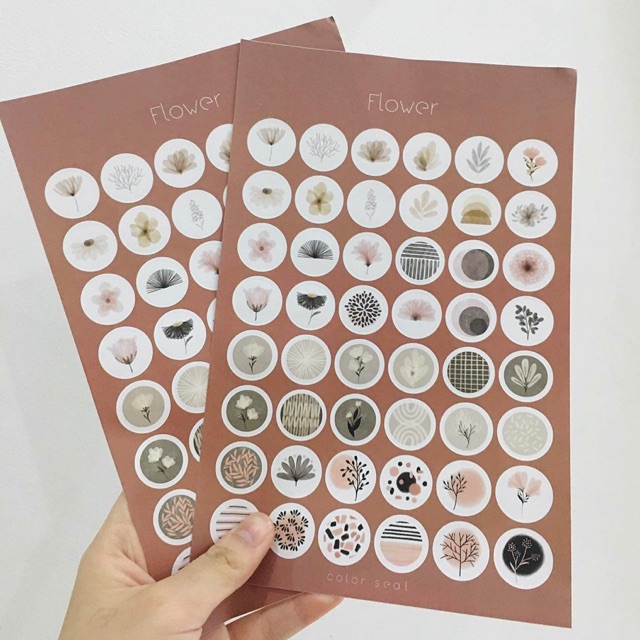 Set 1 Tấm Sticker Tròn Mẫu Flower