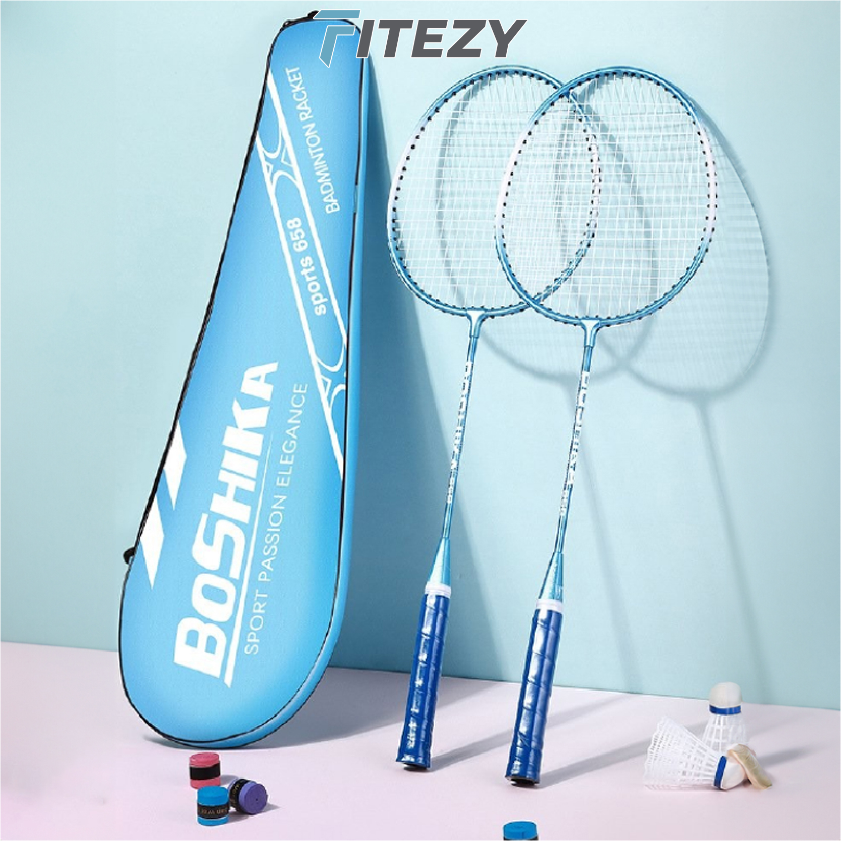 Bộ vợt cầu lông Boshika tặng bao túi, đựng màu xinh cho nữ, cho bé chính hãng