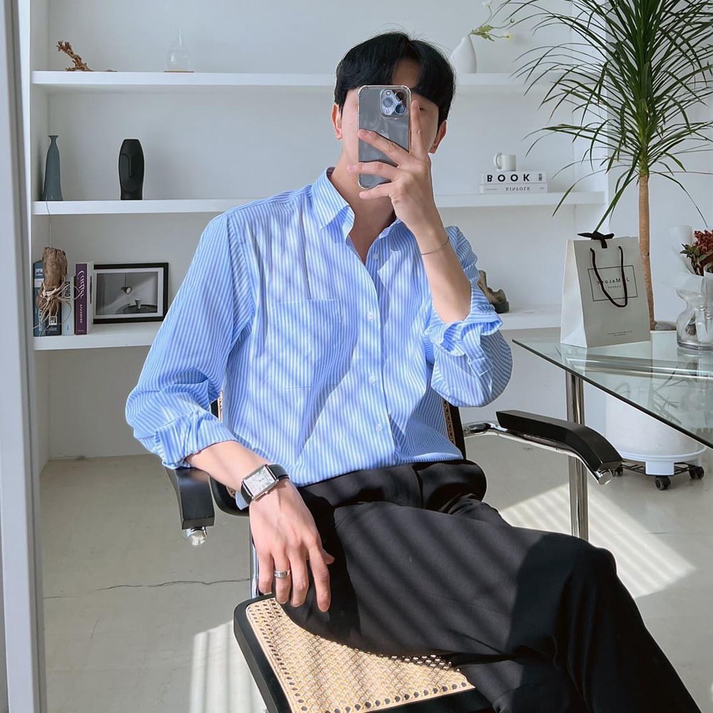 Áo sơ mi nam kẻ sọc JONATO, sơ mi form rộng chất vải cao cấp, kiểu dáng trẻ trung năng động