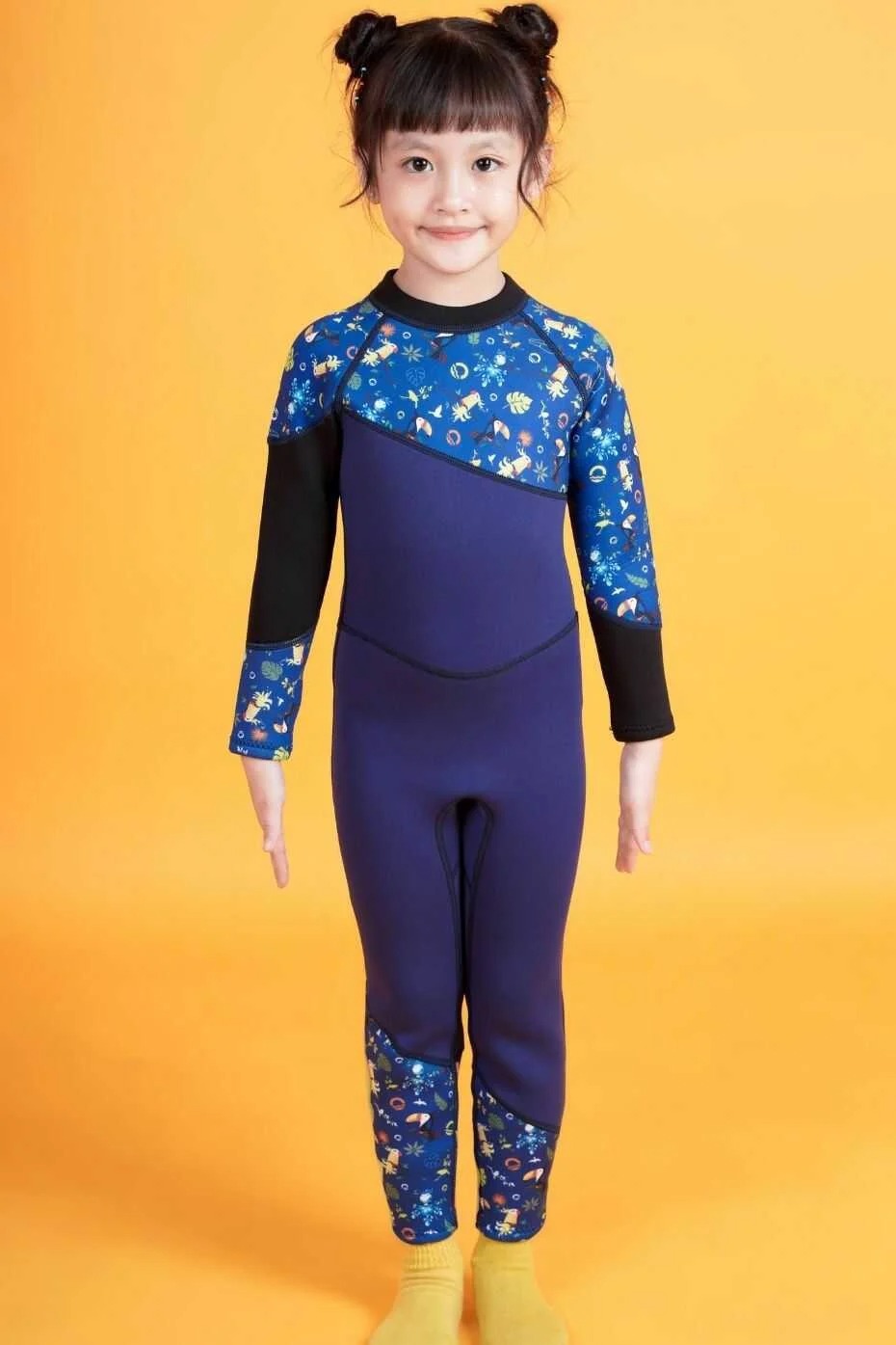 Đồ Bơi Trẻ Em Giữ Nhiệt Wetsuit FullBody Navy Pattern