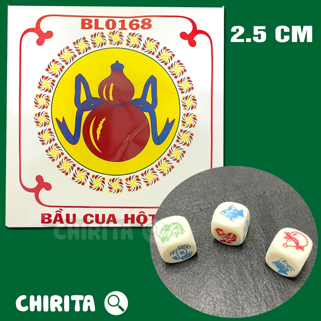 Bộ bầu cua tôm cá hột lớn xúc xắc nhựa / đá cao cấp - bộ lắc bầu cua tôm cá cọp boardgame đồ chơi trẻ em chirita