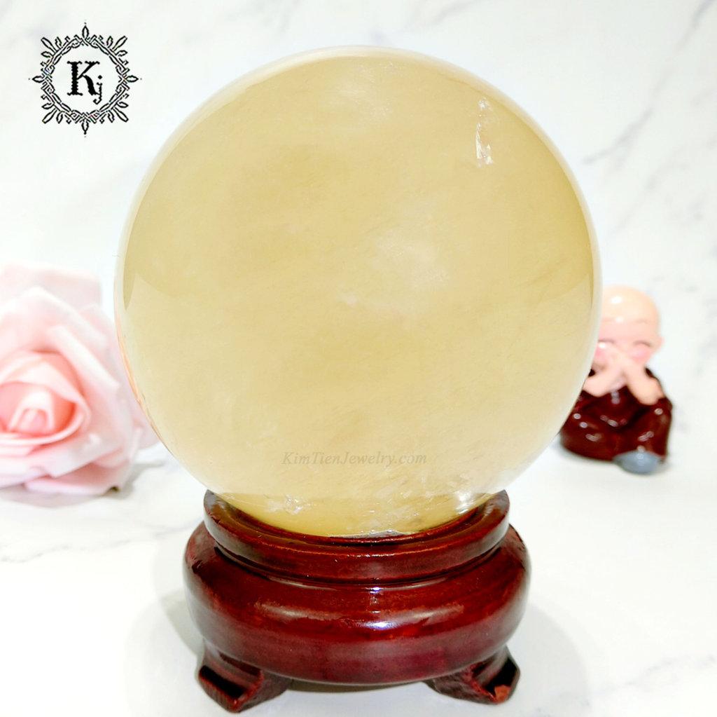 Quả Cầu Phong Thủy Thạch Anh Vàng - Hợp Mệnh Thổ , Kim -  Xoay Chuyển Thời Vận - Tặng Kèm Đế - Thăng Quan Tiến Chức