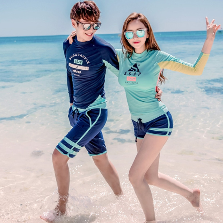 Đồ Bơi Cặp Đồ Bơi Tay Dài Che Nắng Đi Biển AT172 Shop Hoa Lan Long Sleeve Couple Swimsuits, UPF 50+ SUN PROTECTION