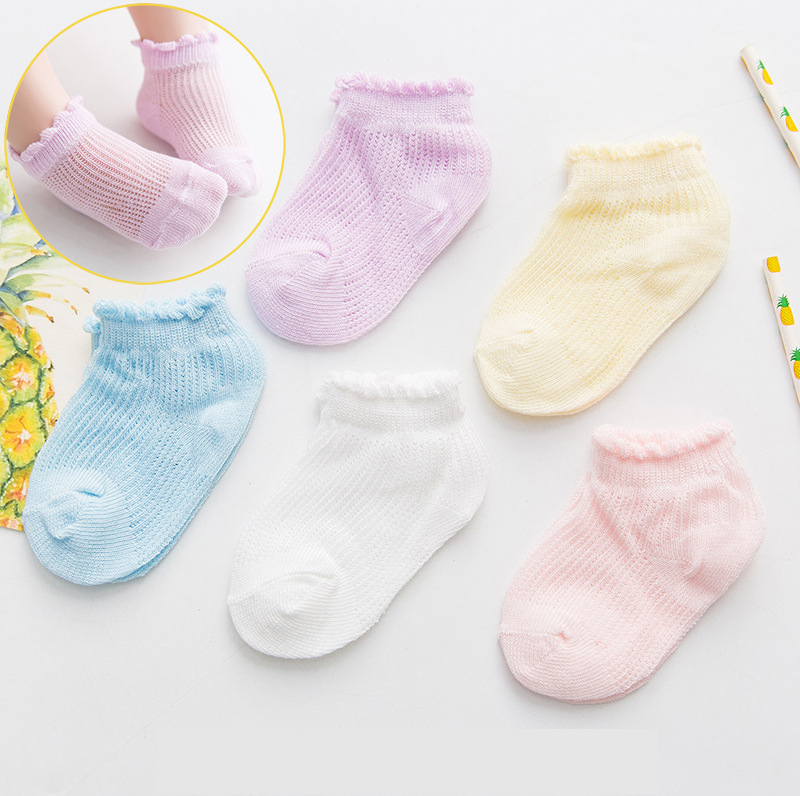Combo 5 đôi nhiều màu cho bé trai, bé gái, tất trẻ em từ 0-3 tuổi, thiết kế lưới thoáng khí cho bé