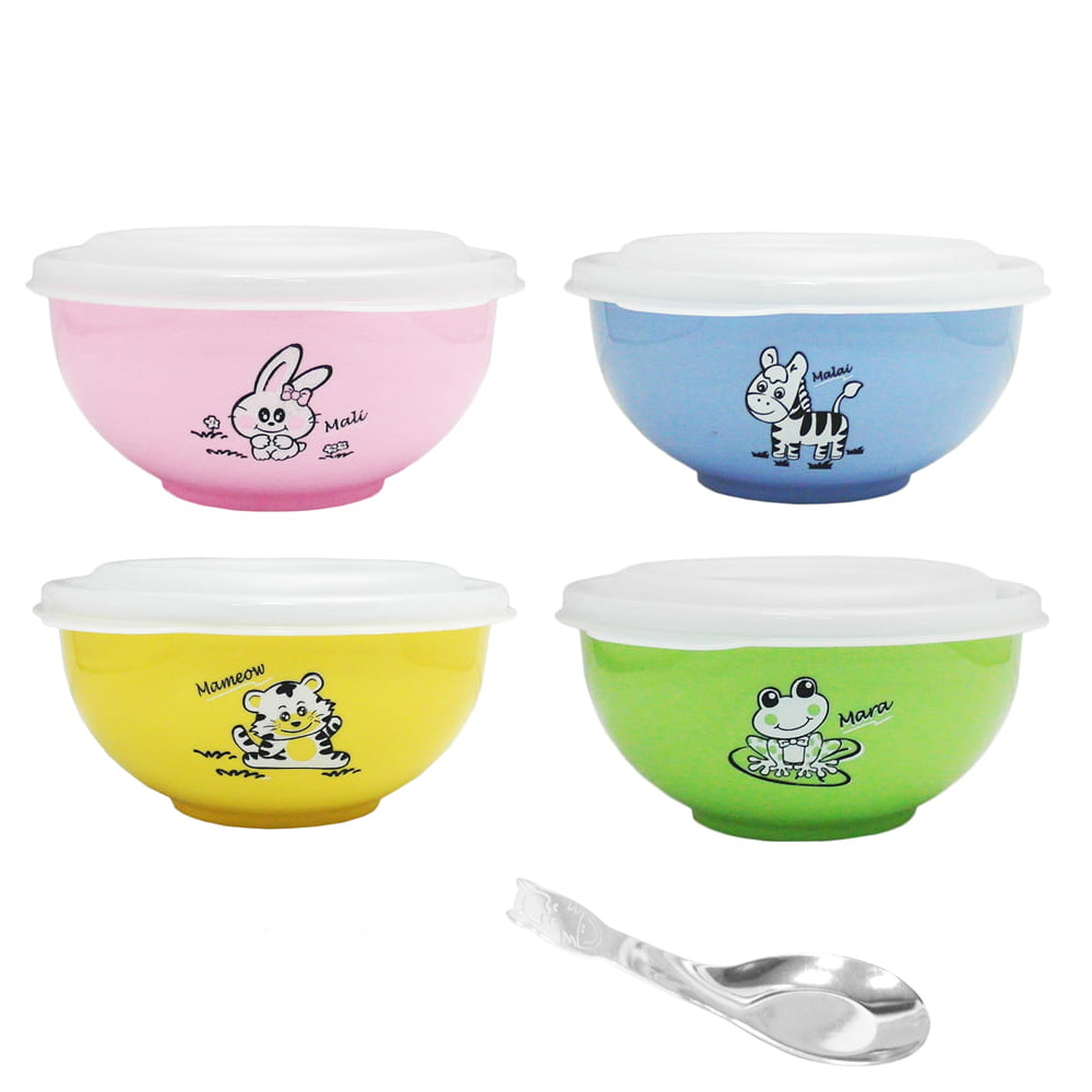 Bộ chén inox kiddy 11cm có nắp + muỗng - 184202