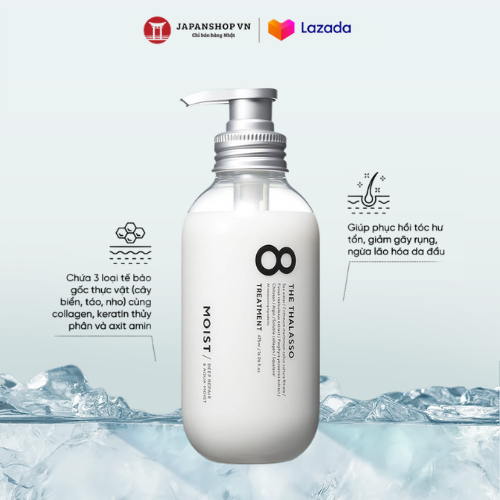 Dầu Xả 8 THE THALASSO 475ml Chiết Xuất Tế Bào Gốc Thực Vật & Biển Sâu Dành Cho Tóc Thiếu Ẩm Giảm Độ Phồng Made In Japan