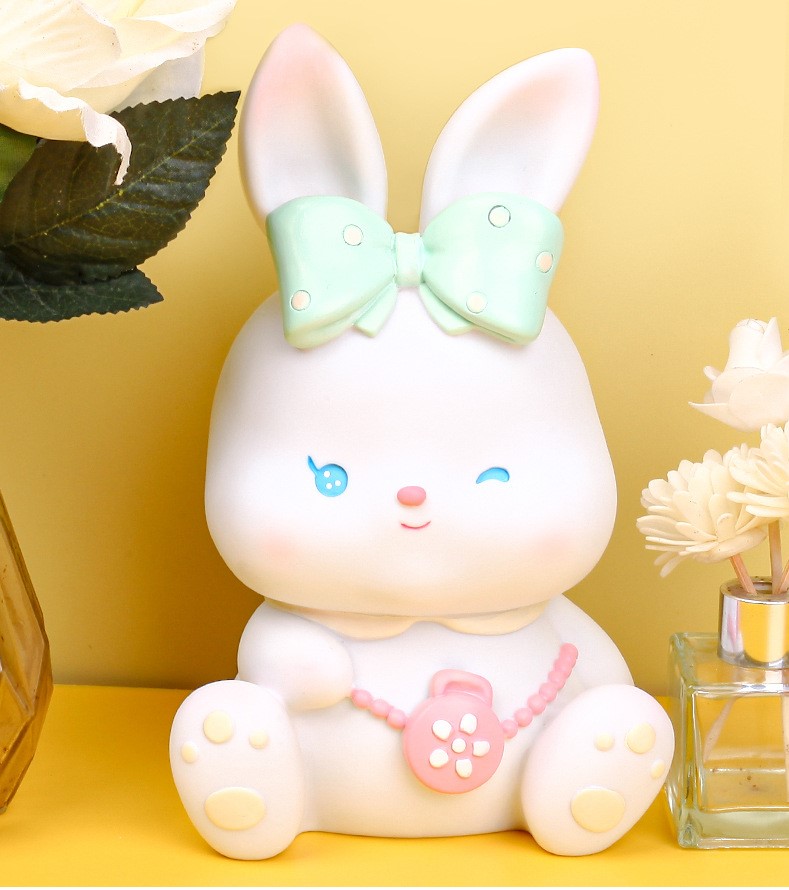 Ống Tiết Kiệm Heo Đất Beibei Rabbit Pink Size Lớn Có Lỗ Mở Quà Tặng Trang