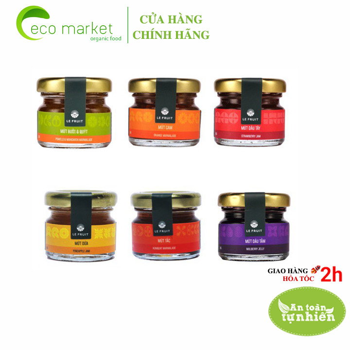 Bộ 6 lọ mứt trái cây (Mứt dâu - Mứt dâu tằm - Mứt cam - Mứt dứa gừng - Mứt tắc - Mứt bưởi quýt) Le Fruit (180g)