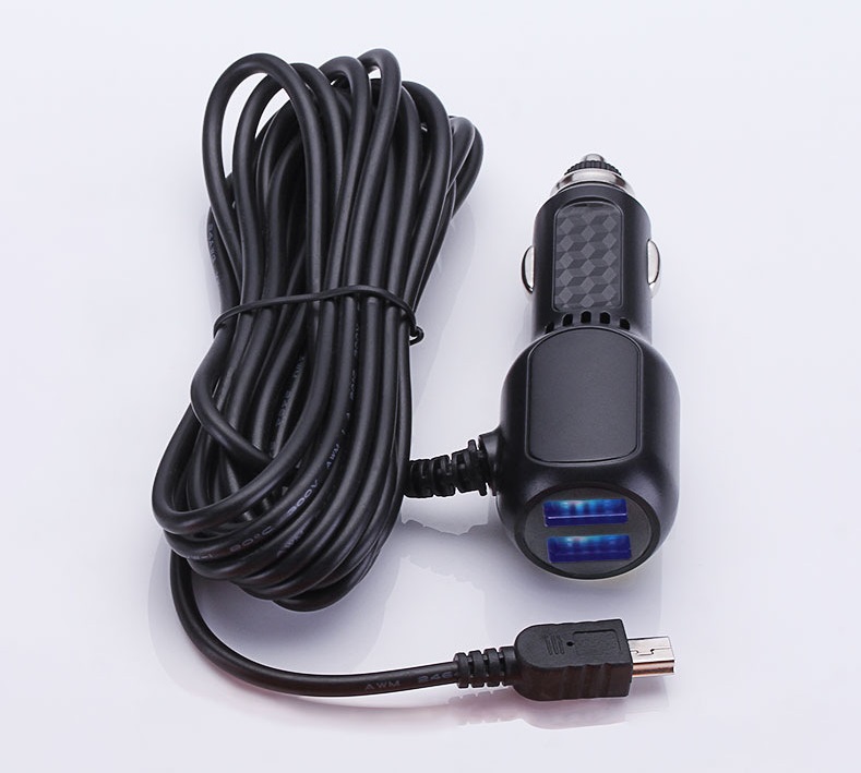 Dây nguồn camera hành trình ô tô 5v 3.5a 3.5m kèm 2 cổng usb sạc điện thoại