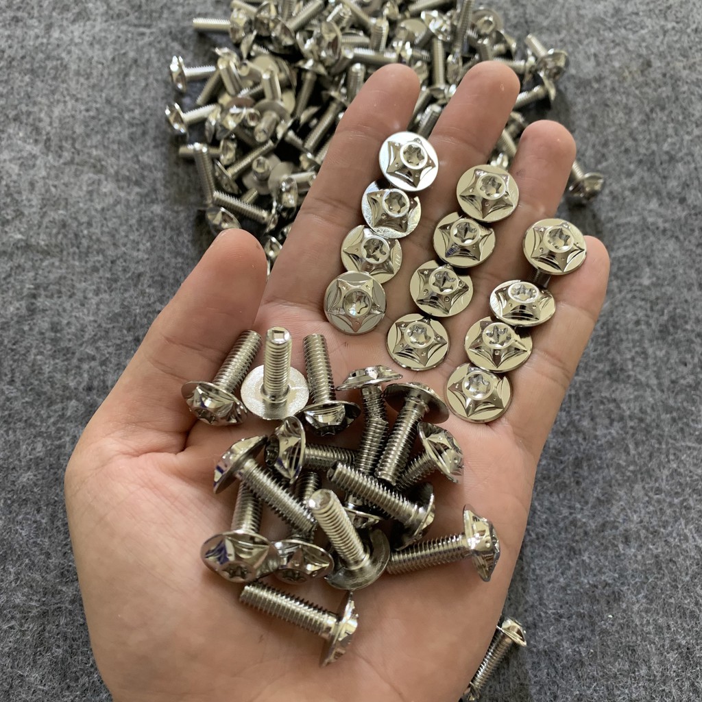 Ốc Salaya 6li1 6li15 6li2 đầu dù ngôi sao chuẩn Inox304 siêu sáng không sét (Có bảo hành)
