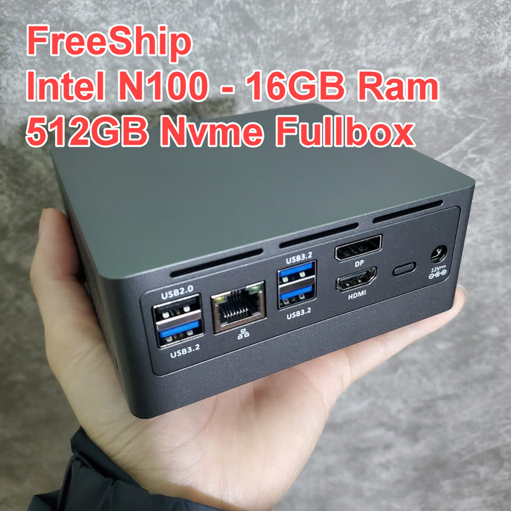 Mini pc chạy intel n100 16gb ram / 512 nvme tùy chọn fullbox - bh 6 tháng