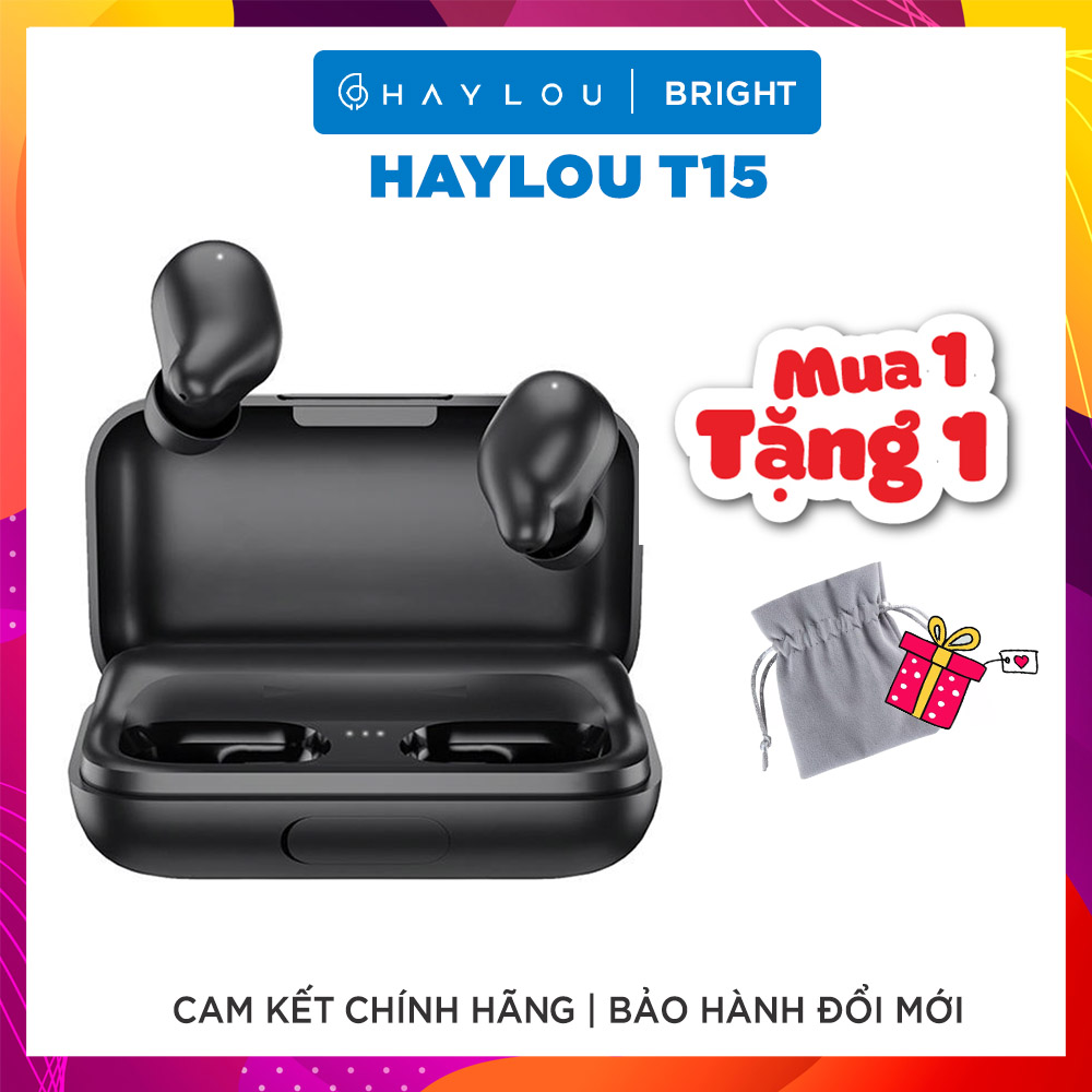 Tai nghe true wireless haylou t15 - tích hợp sạc dự phòng 2200mah
