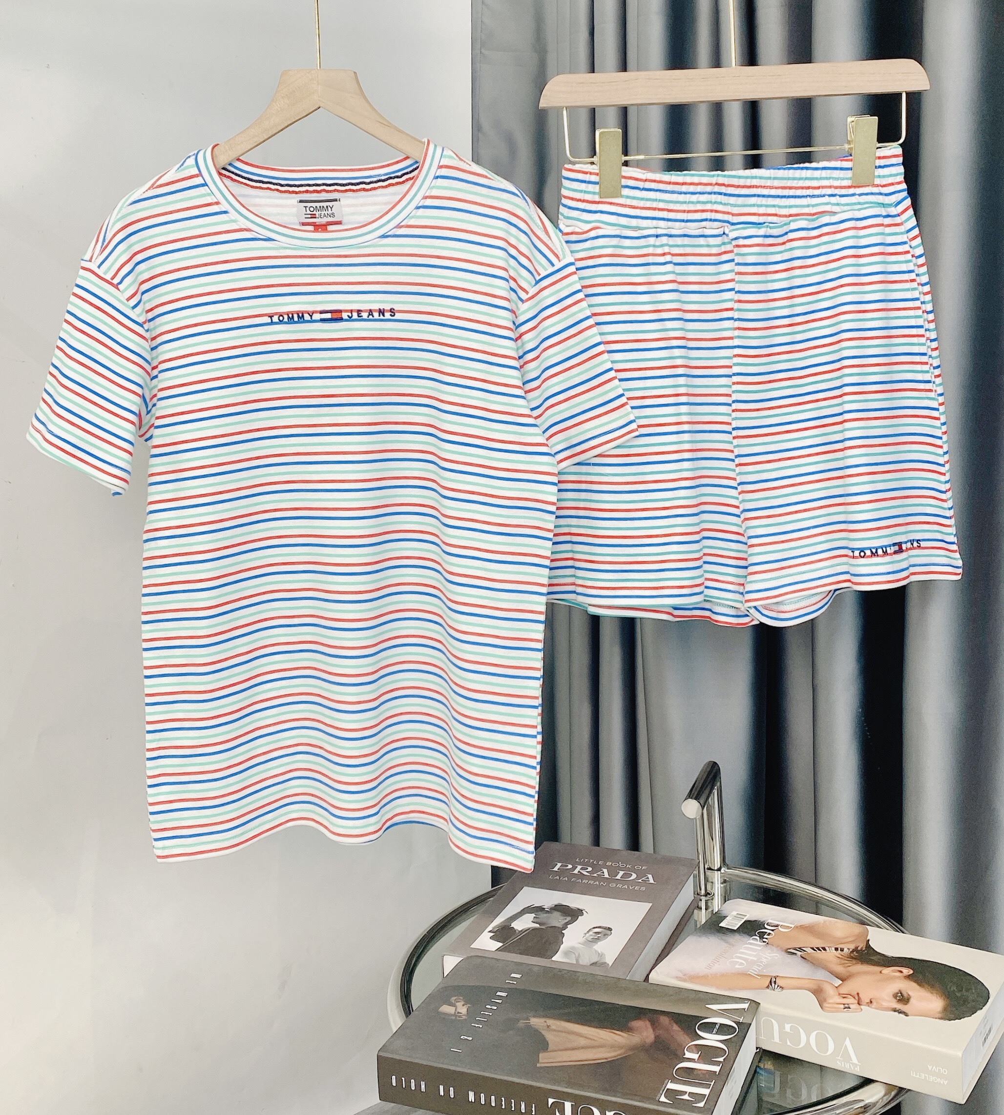 Set bộ nữ sọc Colorful Tommy phom cực xinh chất cotton 100% mát mịn- ThyThy shop