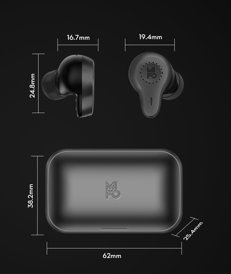 [HCM]Tai bghe bluetooth TWS MIFO O7 - 2 Driver BA âm thanh cân bằng điều khiển cảm ứng chống nước khoảng cách bluetooth 20 m