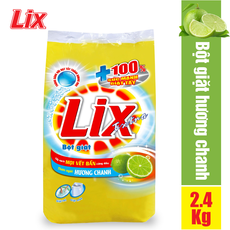 Bột giặt lix extra hương chanh 2.4kg ec258