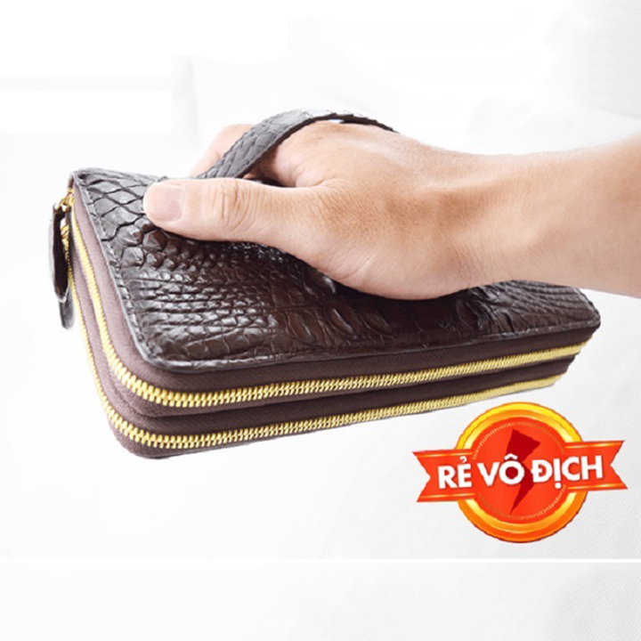 Bóp cầm tay da cá sấu ruby luxury rls-vct tặng kèm 6 lưỡi dao cạo râu kép trị giá 60.000 đ