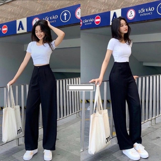 Quần culottes rộng cạp cao khoá trước 1 khuy tạo cá tính độc đáo chất vải dày mát không phai màu không co bai