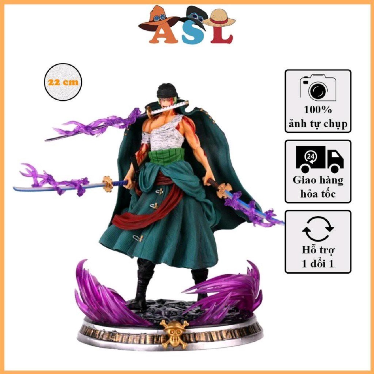 Mô hình zoro wano kiếm enma đẫm máu siêu ngầu cao 22 cm 3 kiếm haki cao cấp full box - mô hình one piece giá sỉ