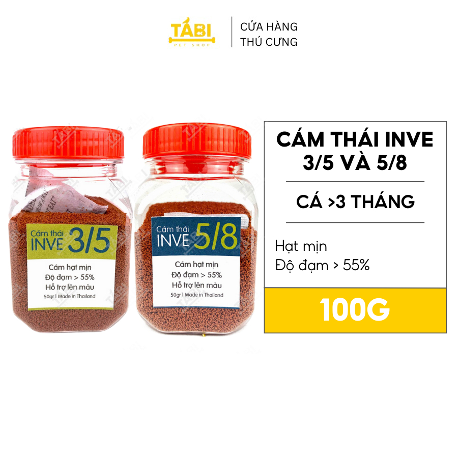 Hủ 100g Thức Ăn Cá Cám Thái Inve 3/5 & 5/8 Cho Cá Beta, Vàng,...