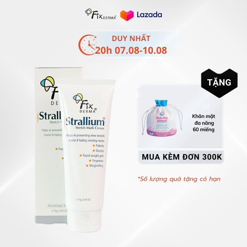 Kem Rạn Da Dành Cho Mẹ Fixderma Strallium Stretch Mark Cream (75g): Giúp cải thiện tính đàn hồi, làm mềm da, loại bỏ vết rạn một cách an toàn cho mẹ bầu.Sản phẩm được tin dùng bởi chuyên gia da liễu Fixderma Việt Nam