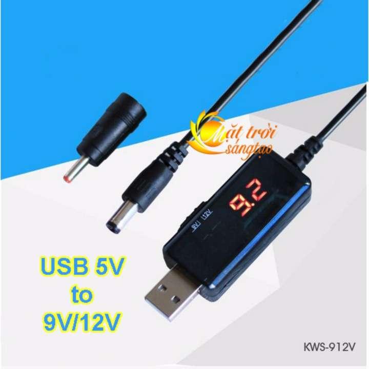 Cáp chuyển đổi điện áp từ cổng usb 5v sang 9v/12v 2in1 1,5a có màn hình mtst