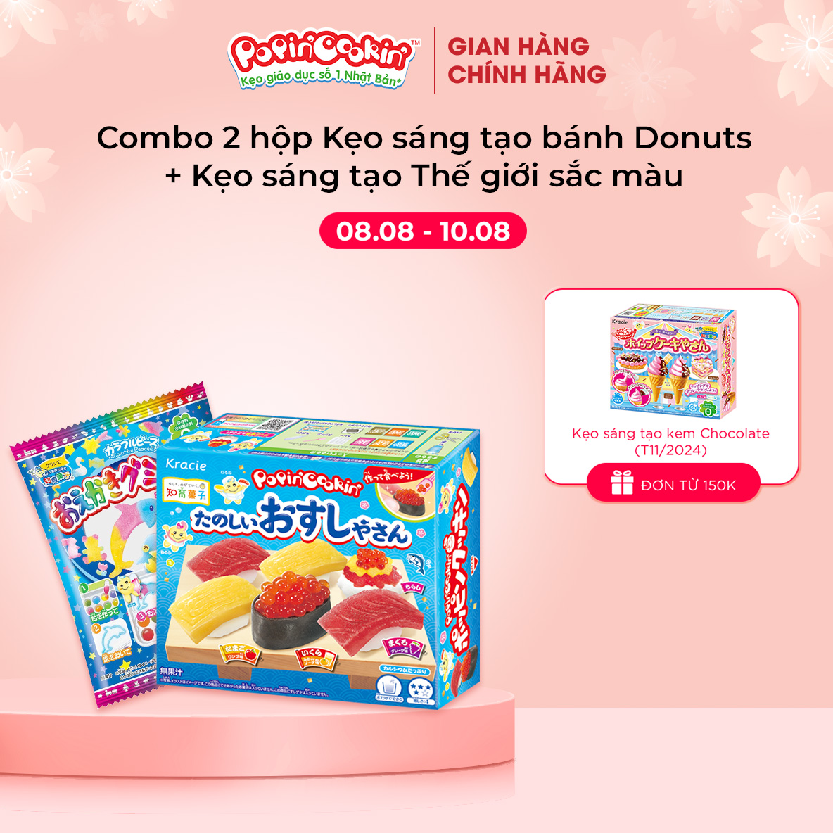 Combo 2 hộp kẹo đồ chơi sáng tạo ăn được Popin Cookin gồm : Sushi + 1 hộp kẹo tự chọn chính hãng