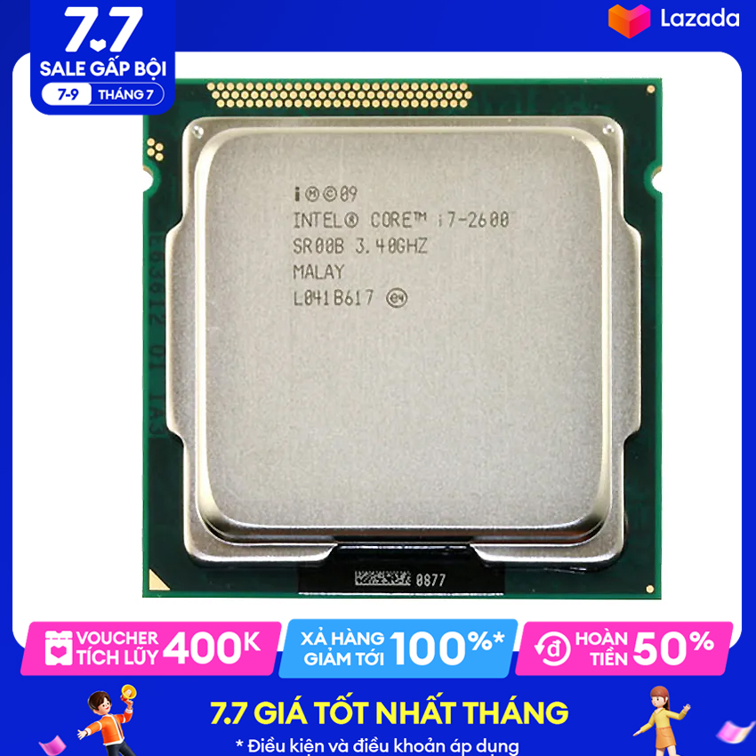 Bộ vi xử lý intel core i7 2600 3.40ghz, bus 1066/1333mhz, cache 8mb tặng keo tản nhiệt