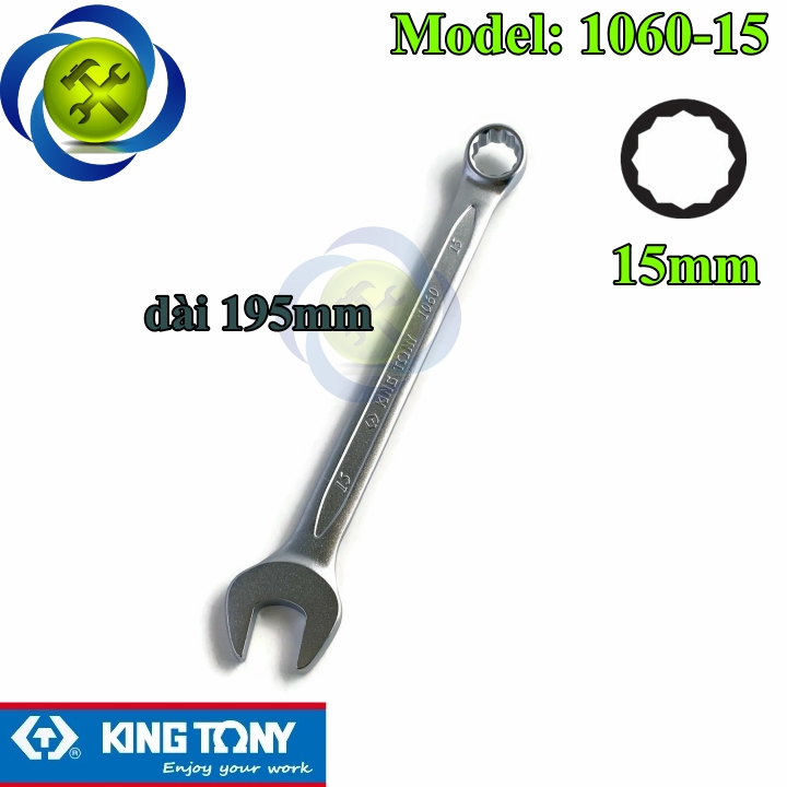 Cờ lê vòng miệng 15mm kingtony 1060-15 dài 195mm
